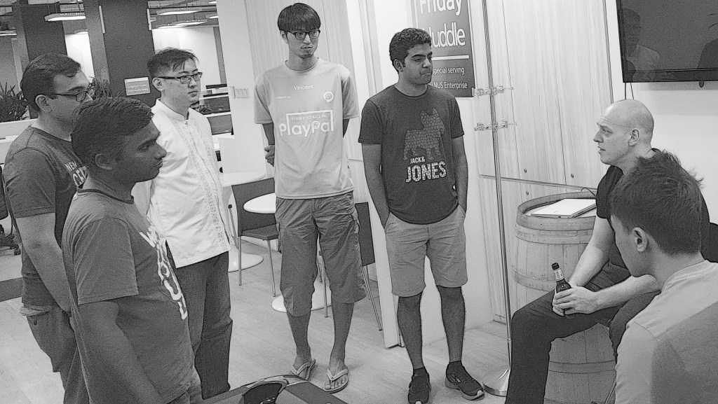 Allan Simonsen responds to a fire of questions from entrepreneurs incubating at Plug-In@Blk71 in Singapore